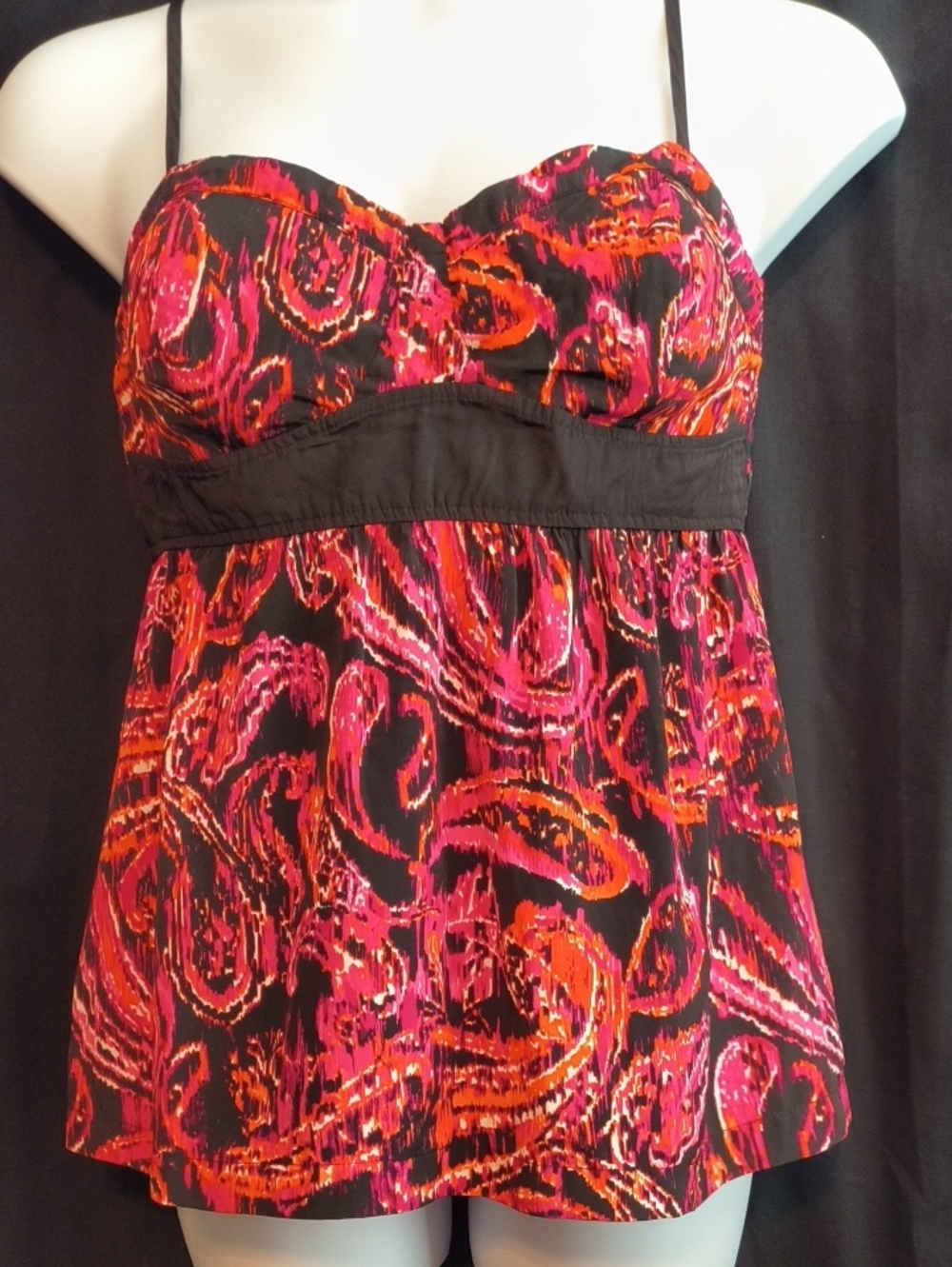 Elle Black Camisole with Pink & Orange Paisley Print - Picture 1 of 15